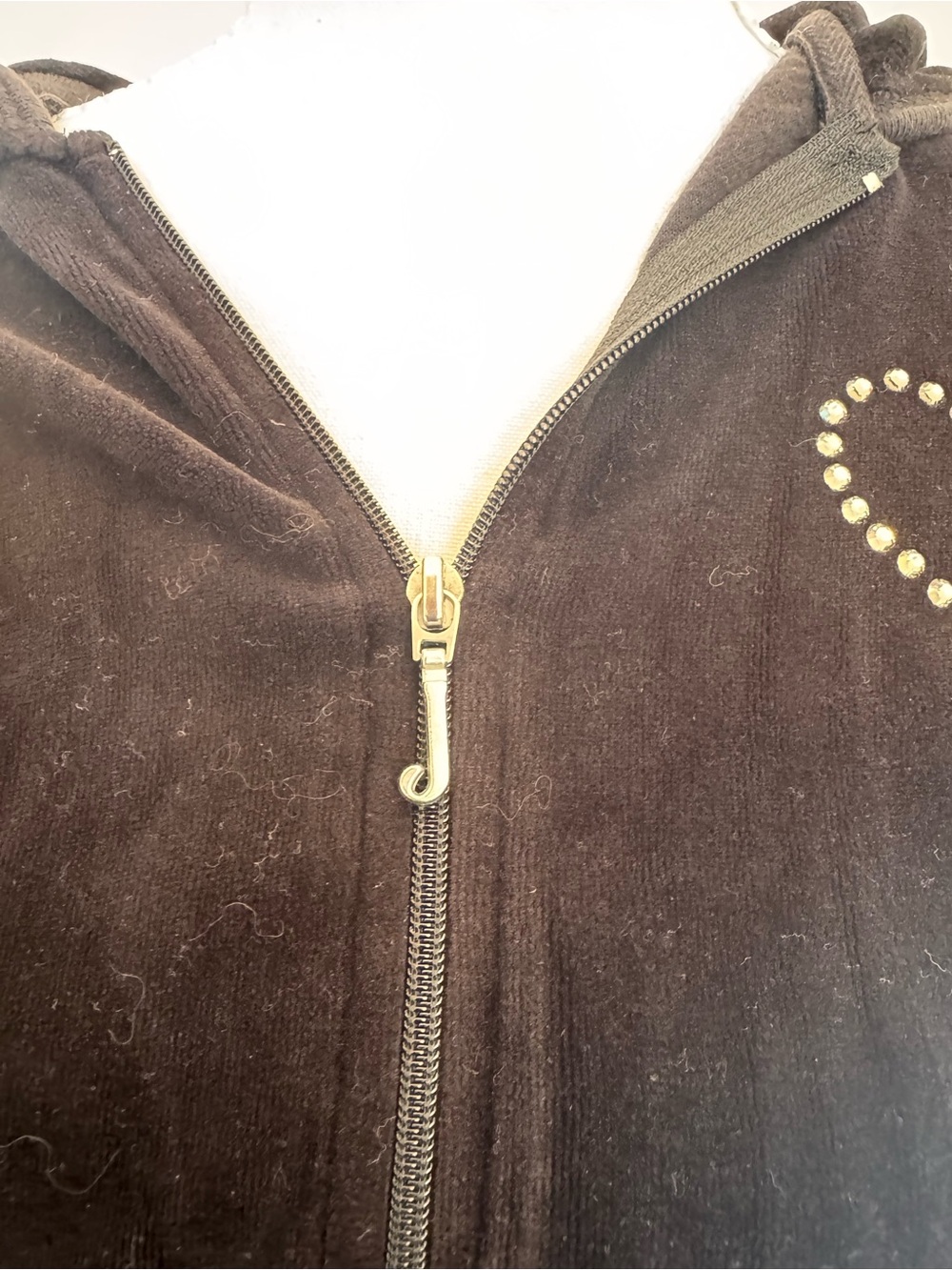 Juicy Couture Black Velour Zip Hoodie with Stud Heart - Picture 6 of 7